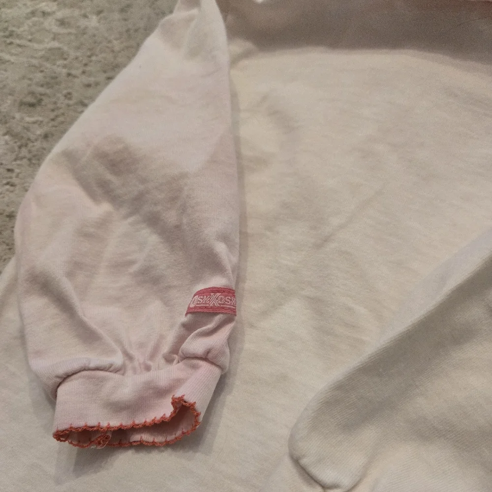 Vintage 1990s Osh Kosh B'gosh White Pink Long Sleeved Embroidered Collar Shirt